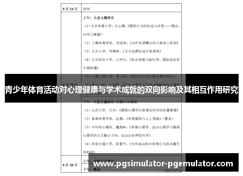 青少年体育活动对心理健康与学术成就的双向影响及其相互作用研究 青少年体育活动对心理健康与学术成就的双向影响及其相互作用研究